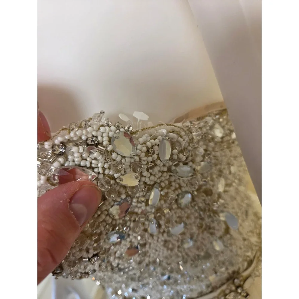 Maggie Sottero Haute Couture Beaded Tulle Wedding Dress Ball Gown Ivory Size 6 - Picture 8 of 16